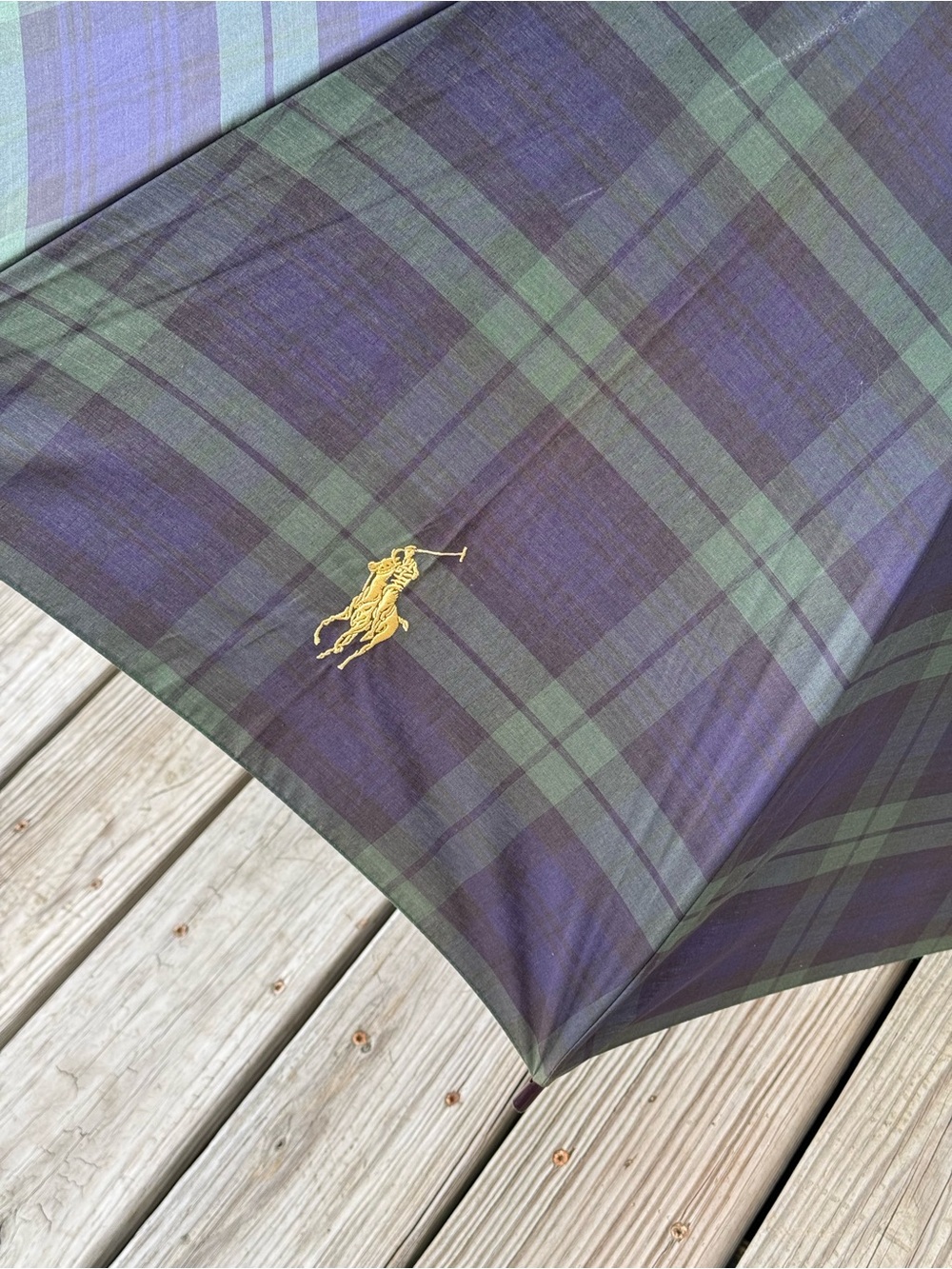 Polo Ralph Lauren Umbrella Tartan Plaid Blackwatch Doorman Hook Crook Handle - Picture 3 of 14